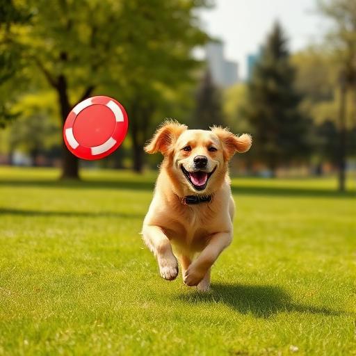 Dog with a frisbee after local edit